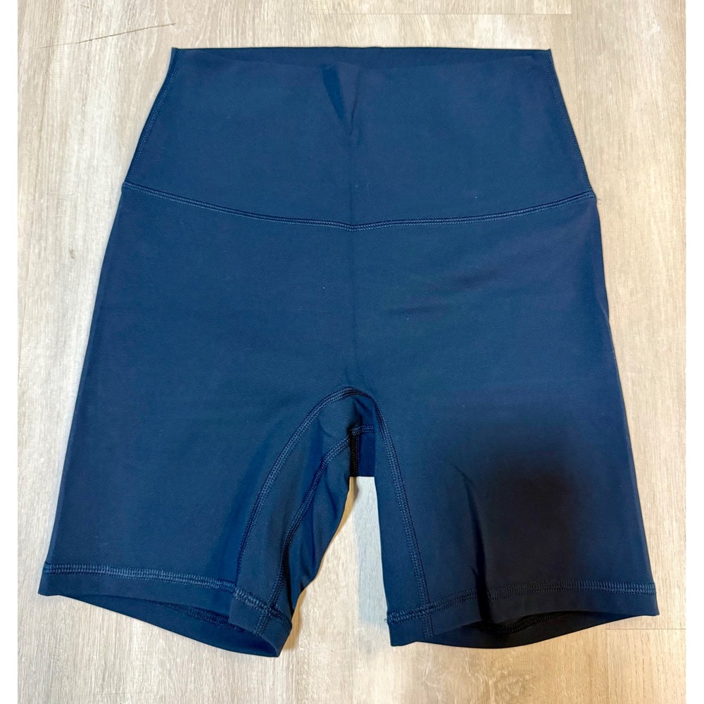 Lululemon Align Shorts Womens 2 Navy Blue Excellent High Rise 6" Biker Yoga